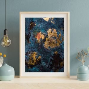 Teal and Gold Abstract Painting Wall Art