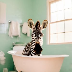 Zebra in Pink Bathtub