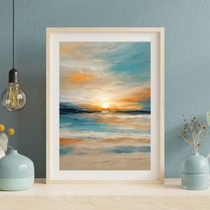 blue ocean red sunset