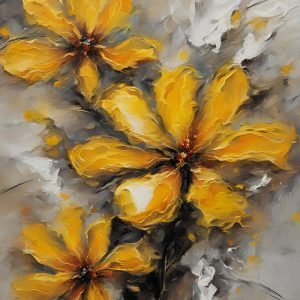 3 Yellow Flower Abstract Blossoms
