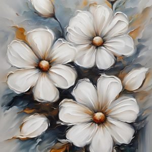 Abstract 3 White Flowers and Buds