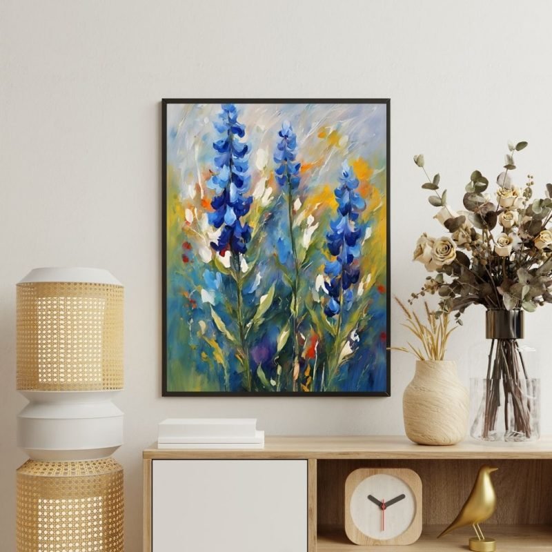 Abstract Bluebonnet Paintings Canvas