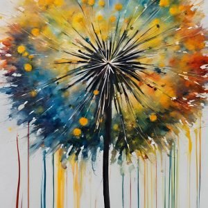 Abstract Colorful Dandelion Painting