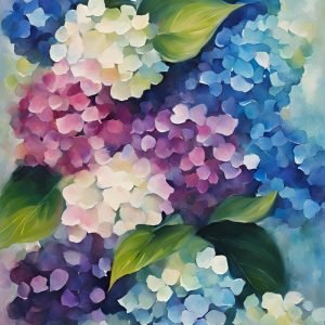 Abstract Hydrangea Purple Blue White