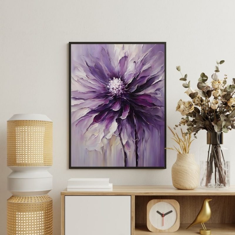 Abstract Purple Flower Painting Wall Art