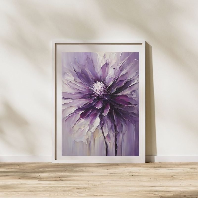 Abstract Purple Flower Painting Poster