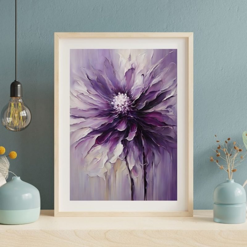 Abstract Purple Flower Wall Art - Image 2