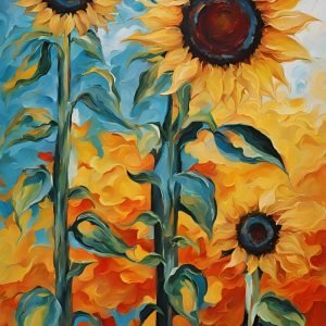 Abstract Sunflower Field Painting