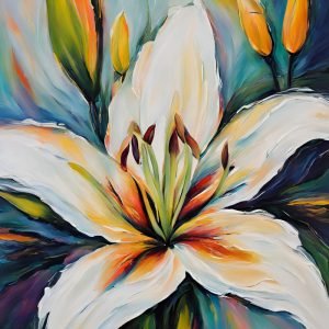 Abstract White Lily Painting