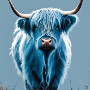Blue Aesthetic Highland Cow