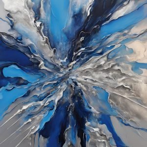Blue Silver Abstract Art
