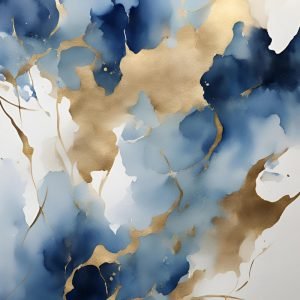 Blue White Gold Abstract Painting