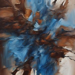 Blue and Brown Abstract oil Painting
