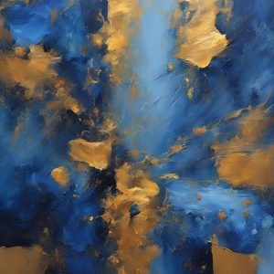 Blue and Gold Abstract Painting