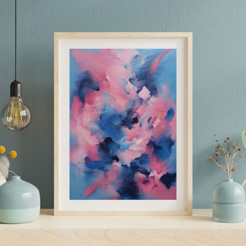 Blue and Pink Abstract Painting Wall Art