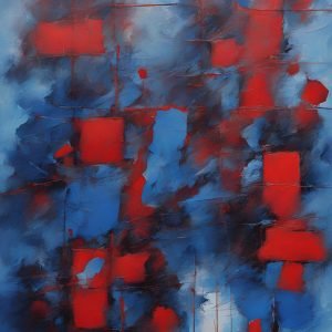 Blue and Red Abstract Painting
