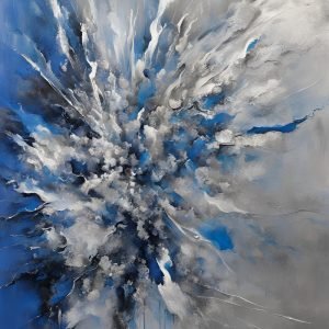 Blue and Silver Abstract Painting