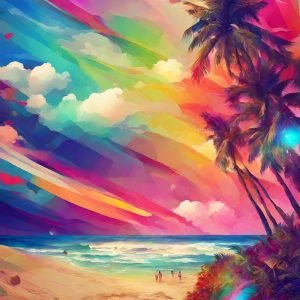 Colorful Bright Beach Digital Painting