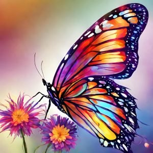 Colorful Butterfly On Purple Flower