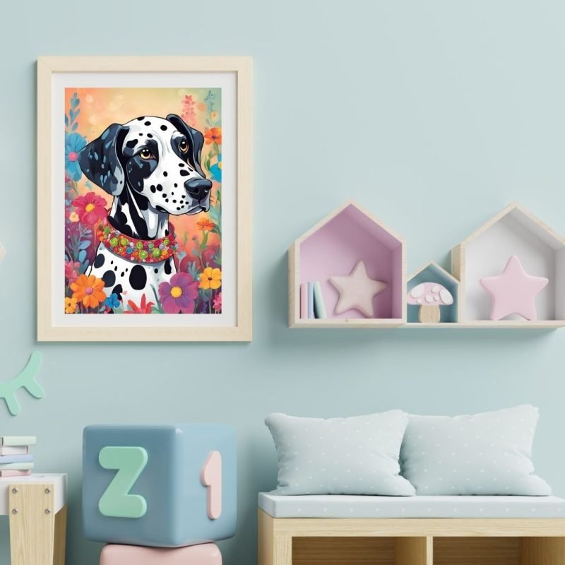 Colorful Dalmatian Painting Artwork Wall Art Nursery