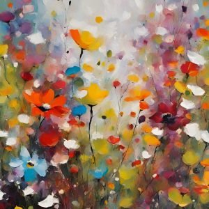 Colorful Flower Meadow Abstract Painting
