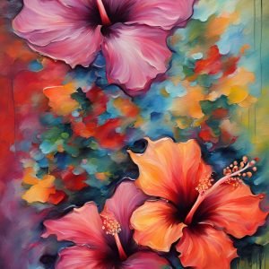 Colorful Hibiscus Abstract Painting
