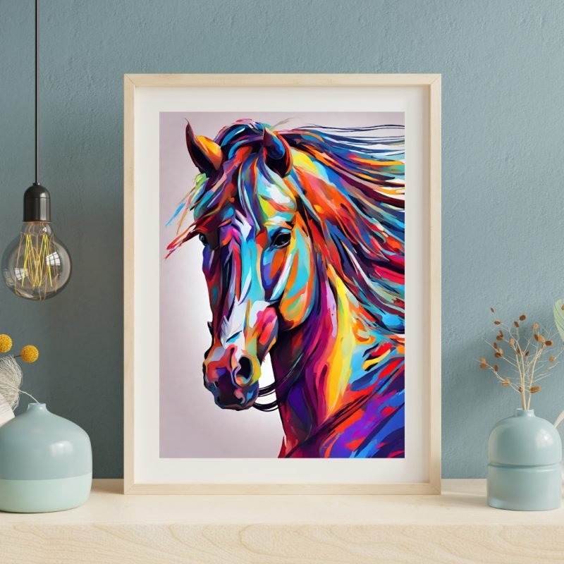 Colorful Horse Head Digital Design Poster