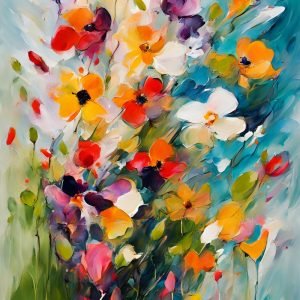 Colorful Spring Flowers Abstract Painting