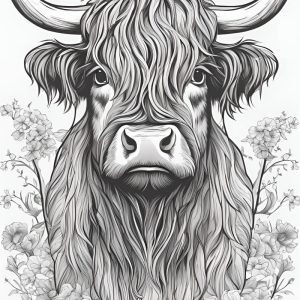 Cute Highland Cow Head Drawing