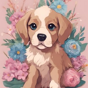 Cute Puppy Pink Floral