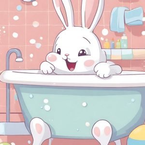 Cute Rabbit in Bathtub