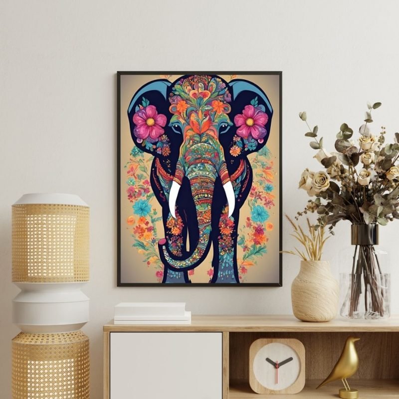 Elephant Colorful Floral Mandala Canvas