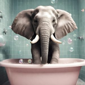 Elephant in Bathtub Art