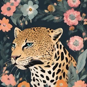 Floral Leopard Head Painting
