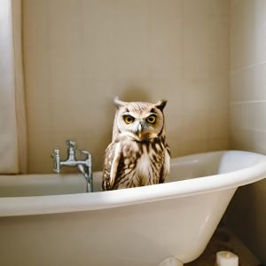 Horned Owl in Bathtub