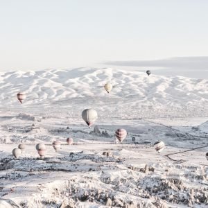 Hot air balloons winter Poster canvas Wall Art
