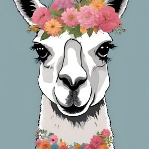 Llama Face with Flower Crown