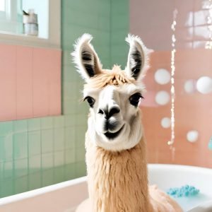 Llama in Bathtub Art