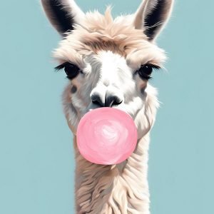 Llma Blowing Bubble Gum