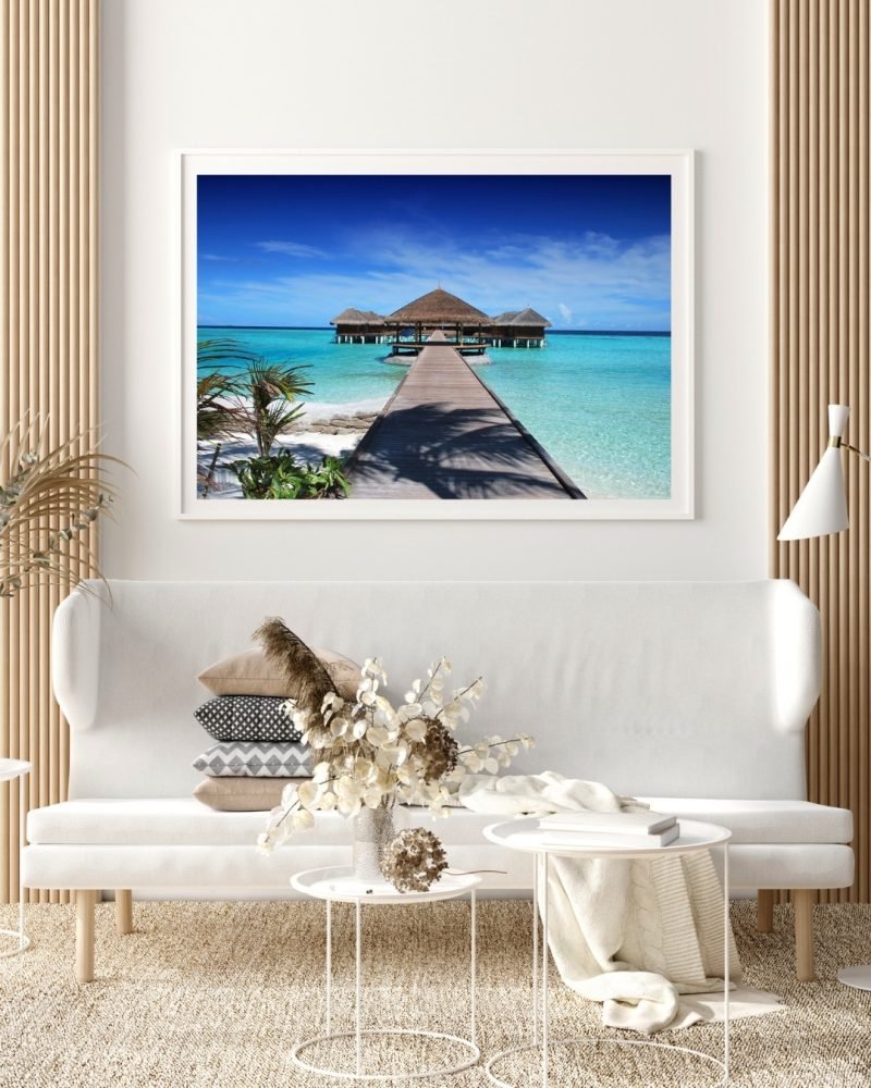 Maldives Beach Houses on the sea Poster