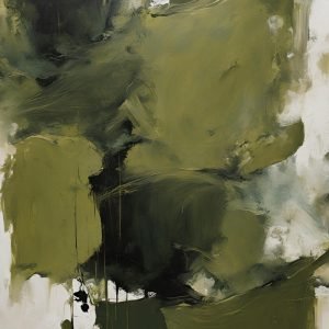 Olive Green Abstract Art
