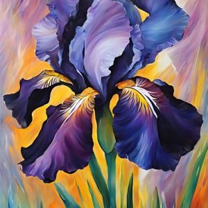 Orange Purple iris Abstract Painting