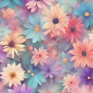 Pastel Color Flowers Digital Painting