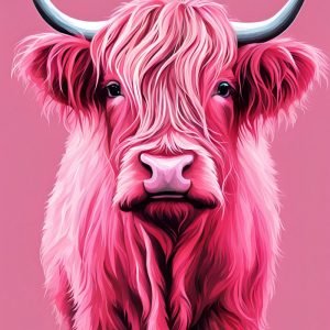 Pink Highland Cow Painting