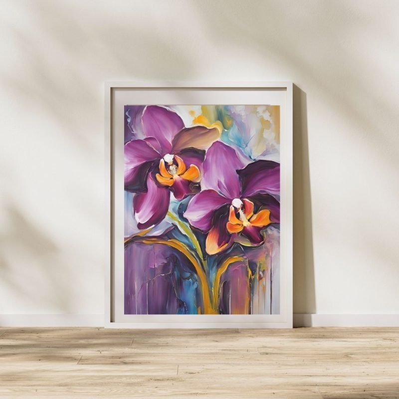 Purple Orchid Abstract Painting Poster