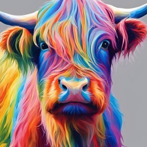 Rainbow Colored Highland Cow