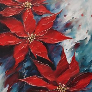 Red Poinsettia Abstract Painting