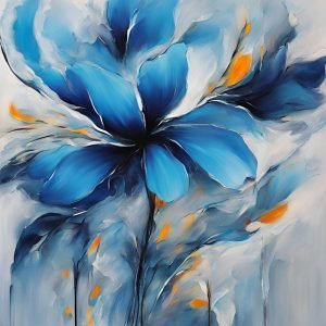 Single Blue Flower Abstract Painting