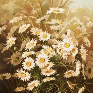 Vintage Daisies Flowers Painting