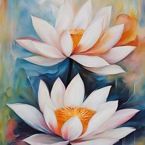 White Lotus Flower Abstract Painting